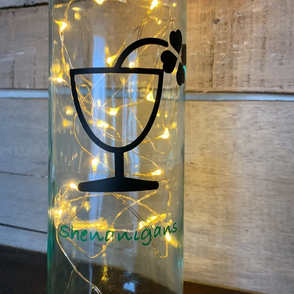 ‘Shenanigans’ wine bottle lantern